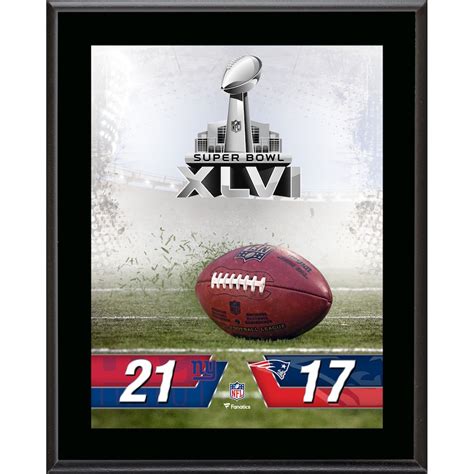 New York Giants vs. New England Patriots Super Bowl XLVI 10.5" x 13 ...