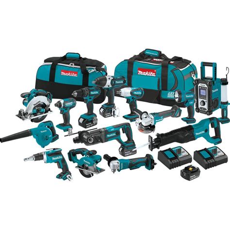 Makita 18 Volt LXT Lithiumion Cordless 15 Piece Combo Kit 4 Batteries ...