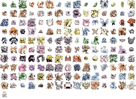 Classic Pokemon Red and Blue Sprites All 151 First Generation Pokemon ...