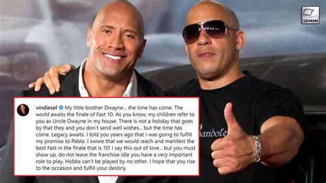 Vin Diesel Urges Dwayne Johnson To Return As Hobbs In Fast 10