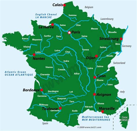 A map showing the main rivers of France | France map, France, Europe map