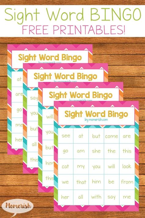 Sight Word Bingo! Printables - Momerish | Sight words kindergarten, Sight word bingo, Sight words