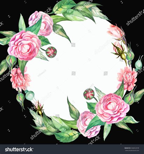 Hand Painted Watercolor Flowers Frame Stock Illustration 548452978 ...