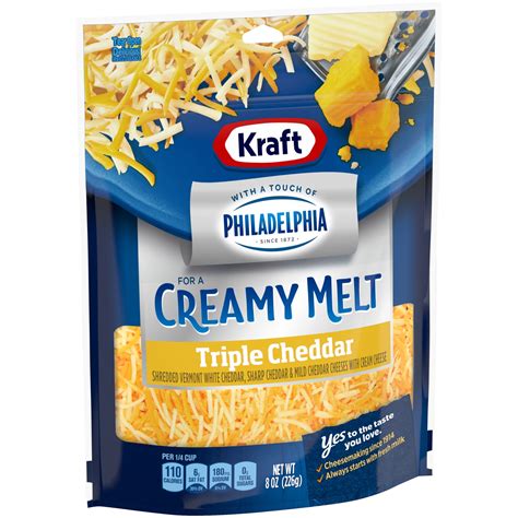 Kraft Shredded Triple Cheddar Cheese With Philadelphia Cream Cheese 8 oz | Shipt