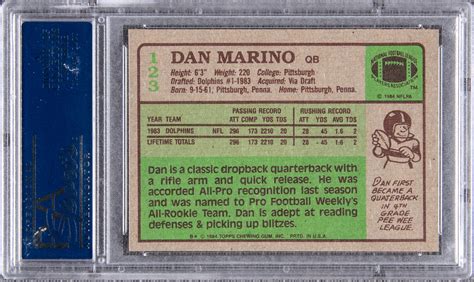 Lot Detail - 1984 Topps #123 Dan Marino Rookie Card – PSA MINT 9