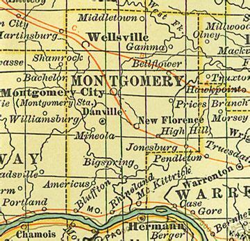 Montgomery County Missouri Genealogy, History, maps with Montgomery City, Wellsville, New ...