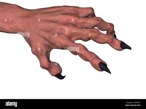 Clawed 3d monster hand model, over white Stock Photo - Alamy