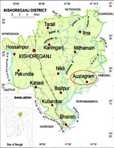 Map of Kishoregonj district showing the study Upazila. | Download Scientific Diagram