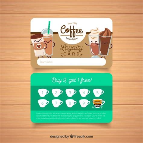 Free Vector | Coffee shop loyalty card template | Loyalty card design ...