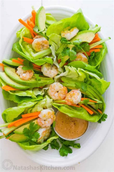 Shrimp Lettuce Wraps with Peanut Sauce - NatashasKitchen.com