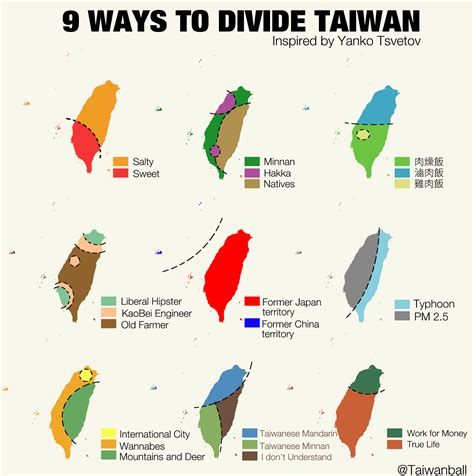 9 Ways to Divide Taiwan - Vivid Maps