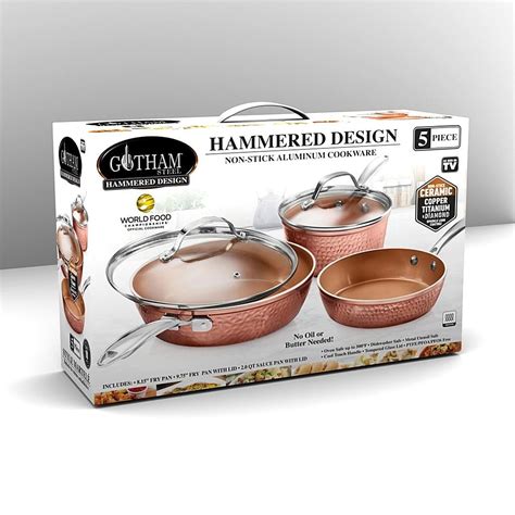 Best Buy: Gotham Steel 5pc cookware set Non Stick Hammered Copper 2692