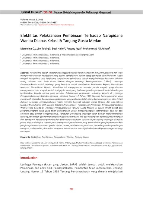 (PDF) EFEKTIVITAS PELAKSANAAN PEMBINAAN TERHADAP NARAPIDANA WANITA ...