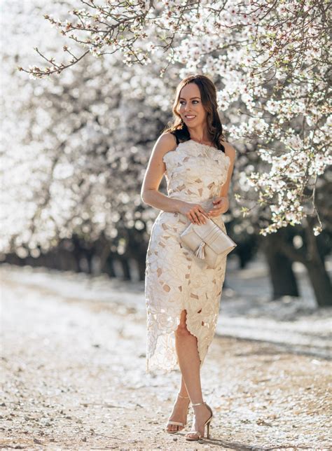 Ivory Lace Dress in an Almond Orchard - Sydne Style