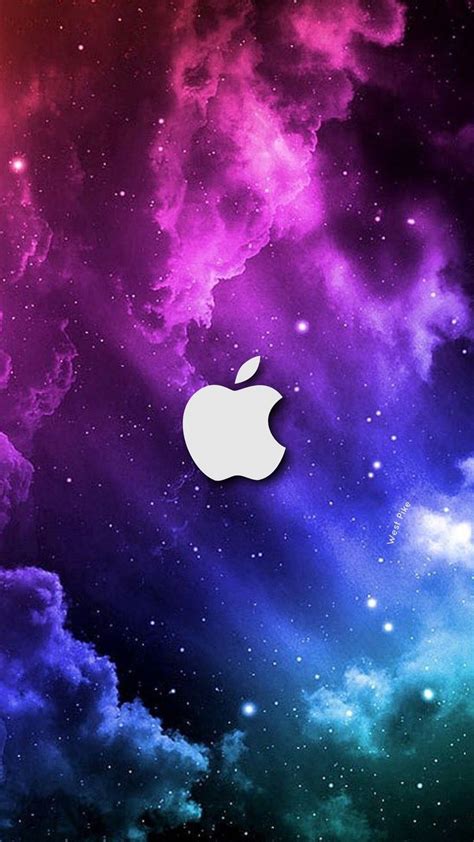 Download Blueish Purple White Apple Logo iPhone Wallpaper | Wallpapers.com