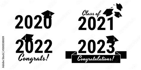 Class of 2020, 2021, 2022, 2023. Number with education academic cap. Template for graduation ...