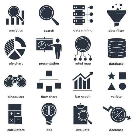 Set of Data analysis icon logo vector illustration. Data Analysis pack ...