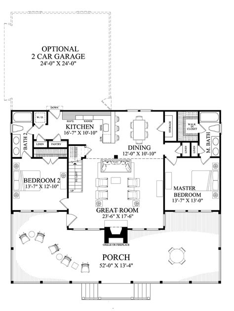 Cabin Style House Plan - 2 Beds 2 Baths 1727 Sq/Ft Plan #137-295 - Houseplans.com