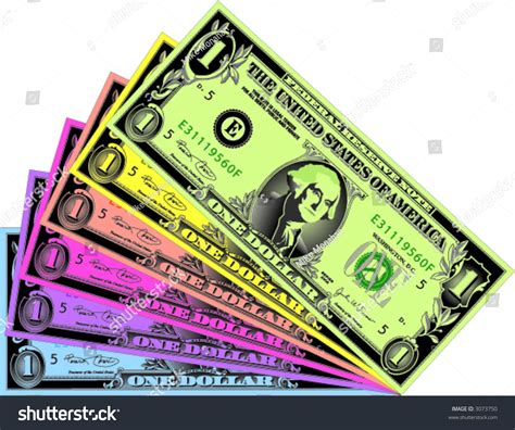 Colorful Rainbow One Dollar Bills 库存矢量图（免版税）3073750 | Shutterstock