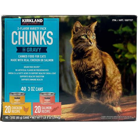 Kirkland Signature Canned Cat Food, Chunks in Gravy, Variety, 3 Ounce (40 Count) - Walmart.com