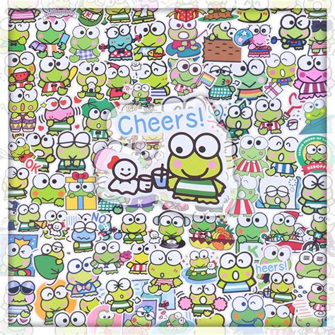 Kawaii Frog Stickers, 100PCS Cute Keroppi Stickers in 2023 | Kawaii ...