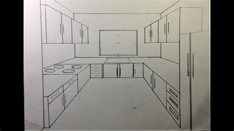 How To Draw Kitchen Set in One Point Perspective | One point perspective, Point perspective ...