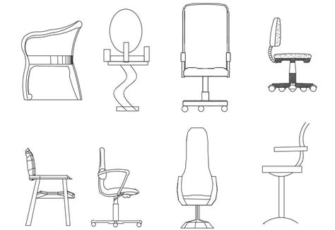 DWG Autocad 2D drawing having the details of different Styles of Chair ...