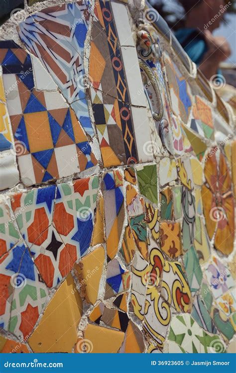 Mosaic in Park Guell stock image. Image of color, modern - 36923605