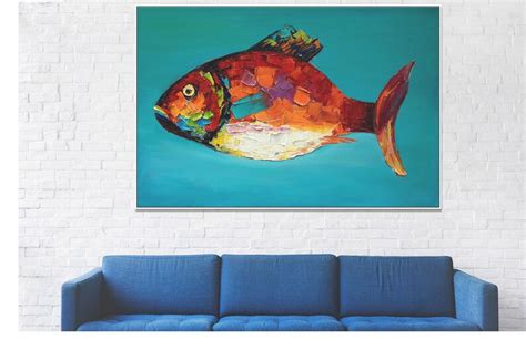 Large Canvas Painting Fish Abstract Art Modern Art Abstract - Etsy