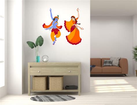 Buy Dancing Radha & Krishna Wall Sticker For Living Room Online at ...