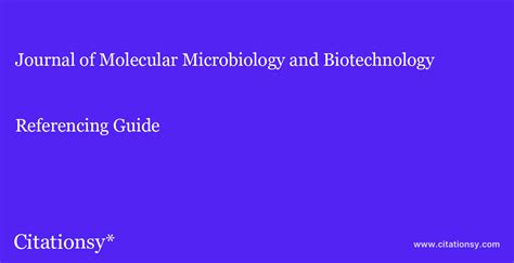 Journal of Molecular Microbiology and Biotechnology Referencing Guide ...