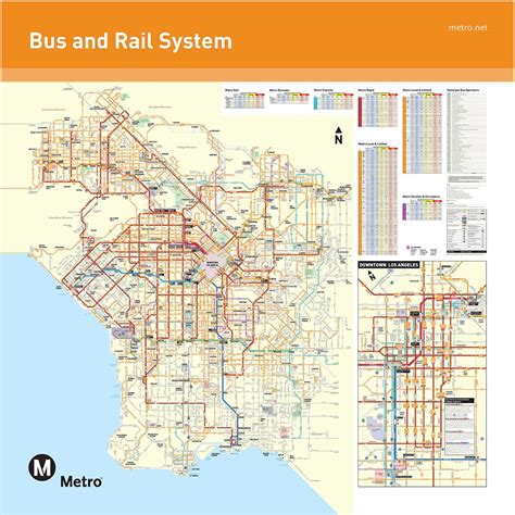 Los Angeles les lignes de bus de la carte - Los Angeles système de bus ...