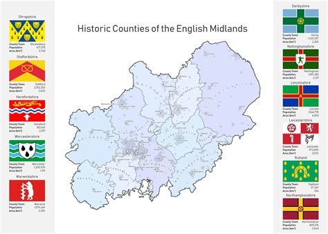 The Historic Counties of the English Midlands [OC] [2200x1577] : r/MapPorn