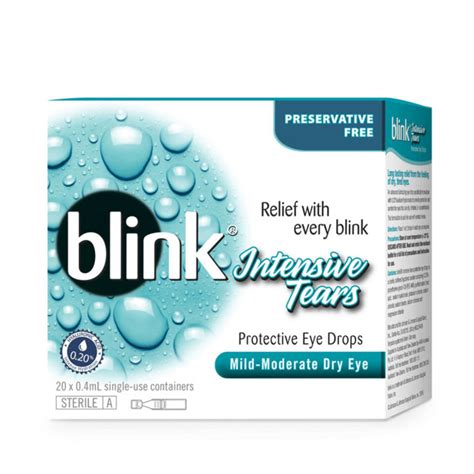 BLINK INTENSIVE TEARS EYE DROPS UD 20X0.4ML SUITABLE FOR DRY EYE | Lazada