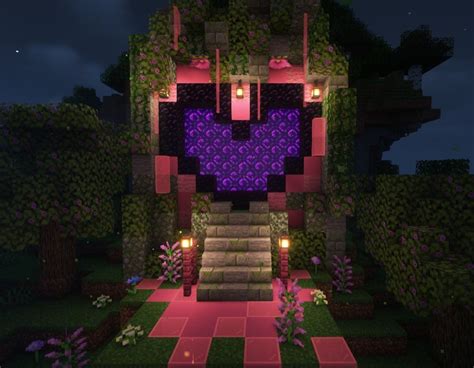 this is my version of the super cute heart shaped nether portal build