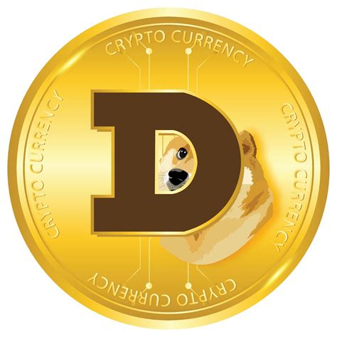 Doge coin logo with D letter and mascot, dogecoin to the moon symbol ...