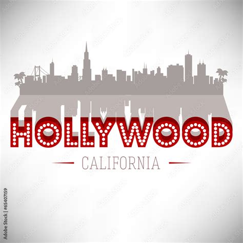 Hollywood skyline silhouette vector design. Stock Vector | Adobe Stock