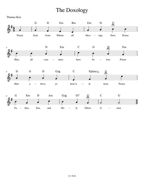 Printer-friendly Doxology Lead Sheet Sheet music for Piano (Solo ...