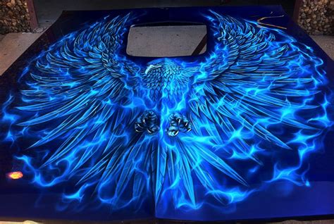 Airbrushed Trans Am Hood - Phoenix - Blue True Fire — Dallas ...