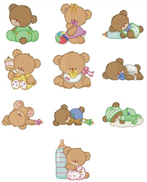 Baby Bear Embroidery Design Zip File Download - Etsy