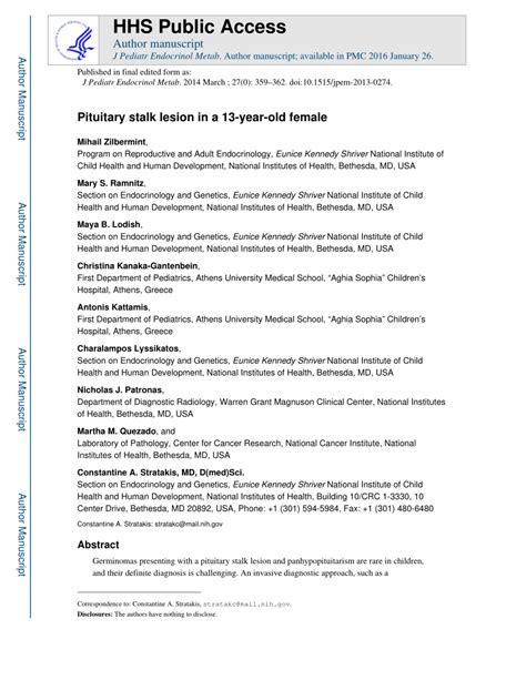 (PDF) Pituitary stalk lesion in a 13-year-old female