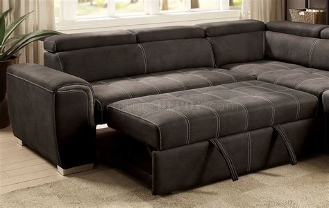 Lorna Sectional Sofa Convertible CM6515BK in Graphite Fabric