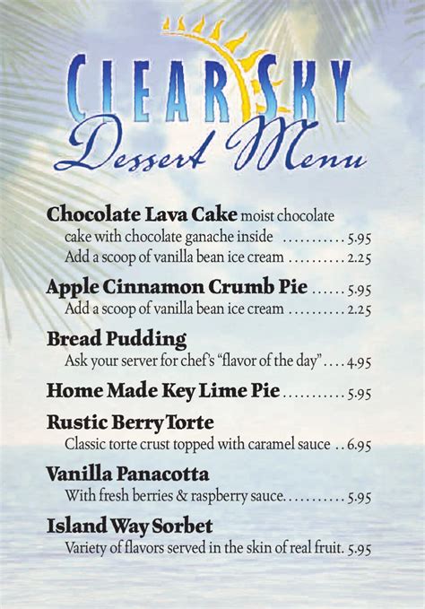 Clear Sky Drink & Dessert Menu by Clearsky Menu - Issuu