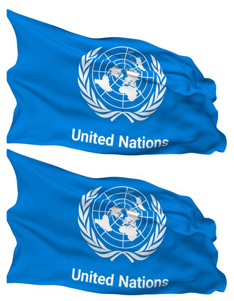 United Nations, UN Flag Waves Isolated in Plain and Bump Texture, with ...