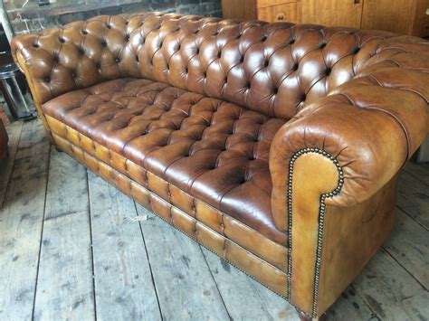 Tan Leather Chesterfield Sofa