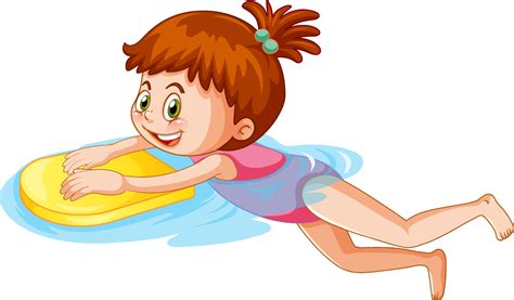 Cartoon girl practice swimming 7142120 Vector Art at Vecteezy