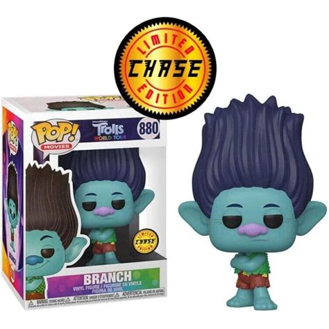 Funko Pop Movies: Trolls World Tour - Branch CHASE Ver. Figure 880, 10cm