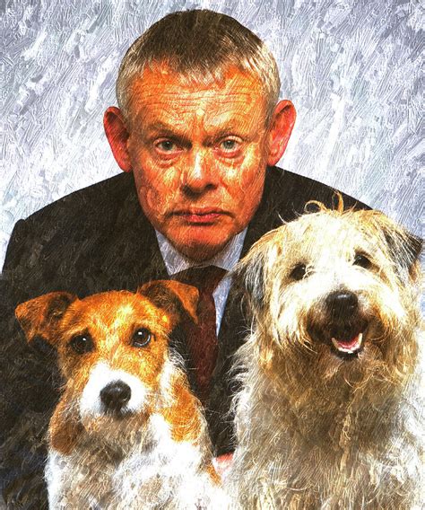 Martin Clunes as Doc Martin with Dogs Oil Painting Mixed Media by ...