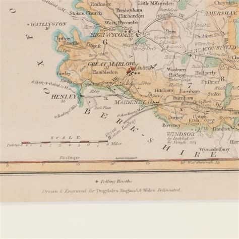 Hand-Colored Engraving Map "Buckinghamshire," Mid to Late 19th Century ...