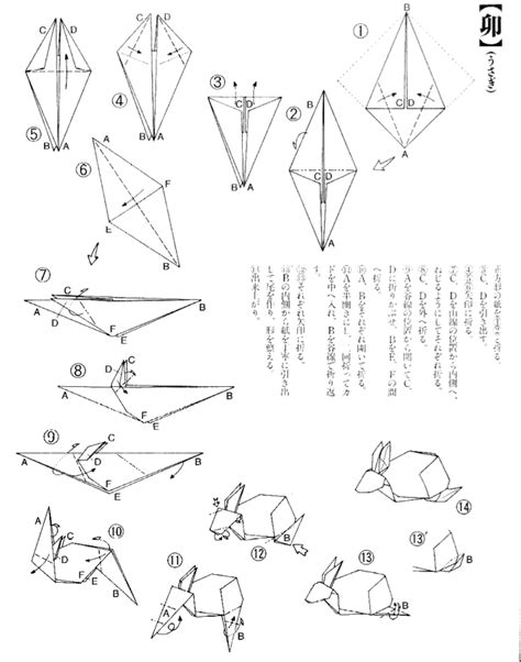 Origami Bunny Rabbit Tutorial & Diagram - Paper Kawaii